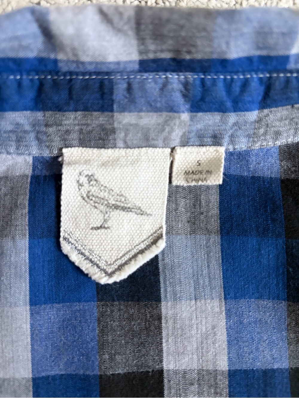 White Crow Blue Plaid Button-Down Shirt S - Picture 7 of 11